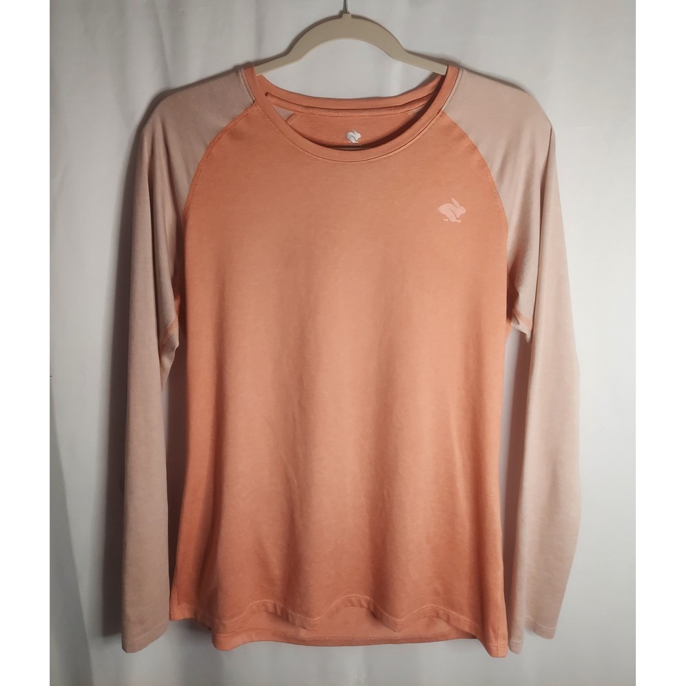 Rabbit EZ Tee Womens Heathered Coral & Quartz LS Running Shirt Size Large